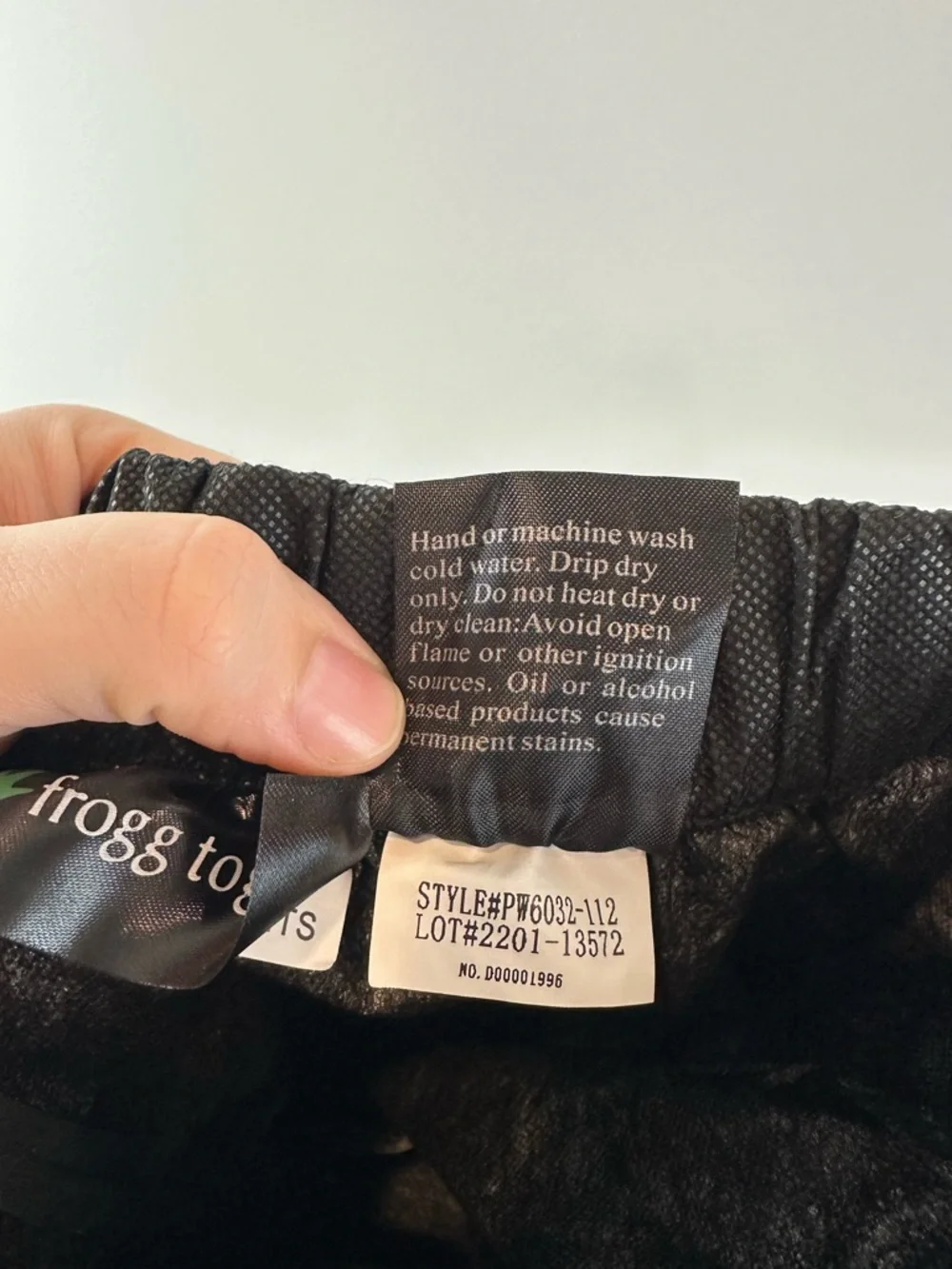 Frogg Toggs Youth Black Camping Hiking Scouts Polly Wogg Rain Suit Pants Large